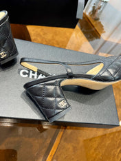 high slingbacks black quilted lambskin