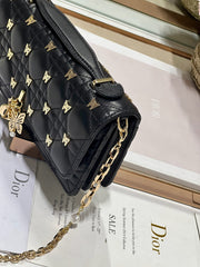 MISS LADY 21 BUTTERFLY STUD BLACK LAMBSKIN