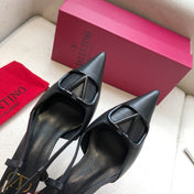VLOGO SIGNATURE BLACK CALFSKIN HIGH SLINGBACK PUMP 4 CM