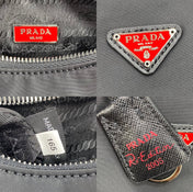 PRA HOBO 22 BAG IN BLACK RE-NYLON WITH RED LOGO