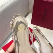 VLOGO SIGNATURE LIGHT PINK CALFSKIN FLAT SLINGBACK PUMP
