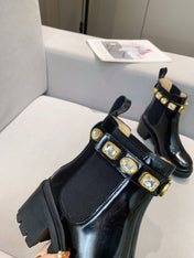 GG CRYSTAL ANKLE BOOTS IN BLACK CALFSKIN GHW