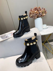 GG CRYSTAL ANKLE BOOTS IN BLACK CALFSKIN GHW