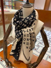 LV SCARF 200 CM IN WOOL MIX SILK 737209