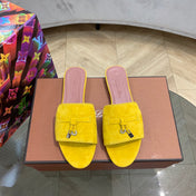 Summer Charms Sandals in Yellow Suede Pink Lambskin