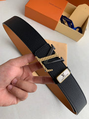 LV 25S BELT 38 MM IN BLACK CALFSKIN 593212