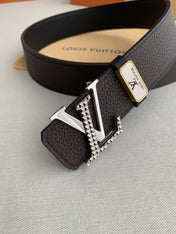 LV 25S BELT 38 MM IN DARK BROWN CALFSKIN 593213