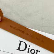 DIOR 25S BELT 20 MM IN BROWN CALFSKIN WITH SILVER HARDWARE 590779