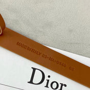 DIOR 25S BELT 20 MM IN BROWN CALFSKIN WITH GOLD HARDWARE 590779