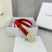 DIOR 25S BELT 20 MM IN RED CALFSKIN WITH GOLD HARDWARE 590777