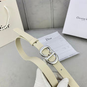 DIOR 25S BELT 20 MM IN BEIGE WHITE CALFSKIN WITH SILVER HARDWARE 590776