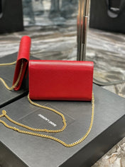 UPTOWN CHAIN WALLET 19 RED GRAINED CALFSKIN