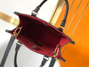 ONTHEGO TOTE 25 IN BLACK AND OFF WHITE MONOGRAM EMPREINTE