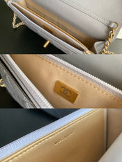 CLASSIC WOC 19CM WHITE LAMBSKIN GOLD HARDWARE