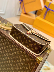 DIANE 27 IN BROWN MONOGRAM COATED CANVAS AND CALFSKIN