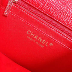 MINI SQUARE FLAP BAG 17CM RED CAVIAR GOLD HARDWARE