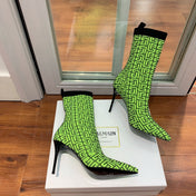 BALMAIN 26S BOOTS 105 MM IN GREEN FLYKNIT STYLE 20