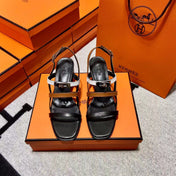 MID - SANDAL BLACK MIX WHITE MIX TAWNY CALFSKIN