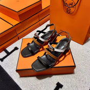 MID - SANDAL BLACK MIX WHITE MIX TAWNY CALFSKIN