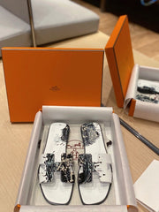 0RAN SANDALS IN WHITE MIX COLORFUL CALFSKIN