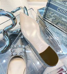 EFFLORESCENCE BALLERINAS IN BEIGE CALFSKIN WITH FULLY EMBELLISHED CRYSTALS