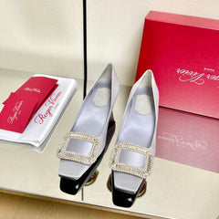 BELLE VIVIER PUMPS IN PLATINUM SILK