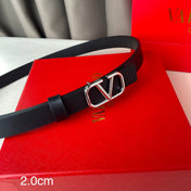 REVERSIBLE VLOGO SIGNATURE BELT IN GLOSSY ALL BLACK CALFSKIN SHW 20 MM
