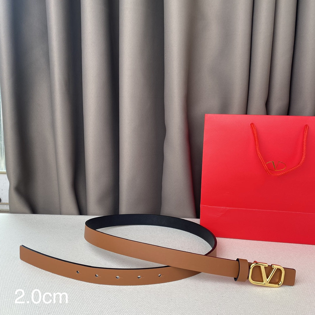 REVERSIBLE VLOGO SIGNATURE BELT IN GLOSSY BROWN BLACK CALFSKIN GHW 20 MM