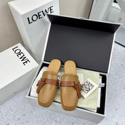 LW GATE BROWN BELTED MULE CAMEL CALFSKIN