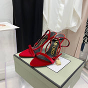 TOM FORD 26S GOLD BUCKLE HEELS 105 MM IN RED VELVET