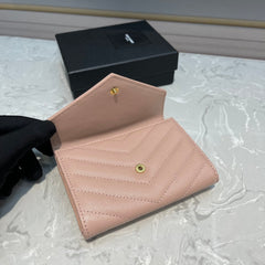 MONOGRAM 12 PINK SALMON CALFSKIN CARD HOLDER