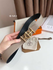 ULYSSE BELT BUCKLE & REVERSIBLE KHAKI BROWN LEATHER STRAP 38MM GOLD HARDWARE