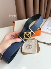 ULYSSE BELT BUCKLE & REVERSIBLE NAVY BLUE LEATHER STRAP 38MM GOLD HARDWARE