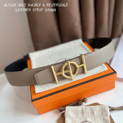 ULYSSE BELT BUCKLE & REVERSIBLE KHAKI BROWN LEATHER STRAP 38MM GOLD HARDWARE