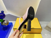 FENDI FIRST 95 MM HIGH-HEELED SANDAL IN BABY PINK LAMBSKIN GOLD HARDWARE