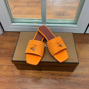 LP RAFFIA CHARMS FLATS SANDAL ORANGE CALFSKIN