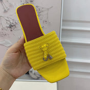 LP RAFFIA CHARMS FLATS SANDAL LEMON CALFSKIN