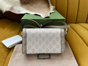 GG HORSEBIT 1955 MINI 18 BAG WHITE CANVAS AND BEIGE CALFSKIN