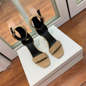 BALMAIN 25S THIN STRAP HIGH HEELS 105MM IN LIGHT MOCHA SUEDE GOLD HARDWARE