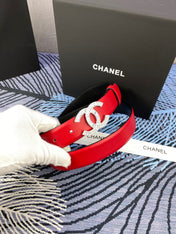 CHANEL 25S BELT 30 MM IN RED CALFSKIN WITH SILVER HARDWARE 615099
