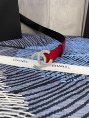 CHANEL 25S BELT 30 MM IN RED CALFSKIN WITH SILVER HARDWARE 615099