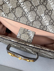 GG MINI 25 PRINTED SADDLE BAG IN EICRU BEIGE CANVAS