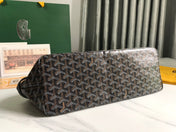 CHIEN GRIS BAG 33 IN BLACK GOYARDINE CANVAS AND TAN CALFSKIN TRIM