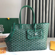 CHIEN GRIS BAG 33 IN GREEN GOYARDINE CANVAS AND CALFSKIN TRIM