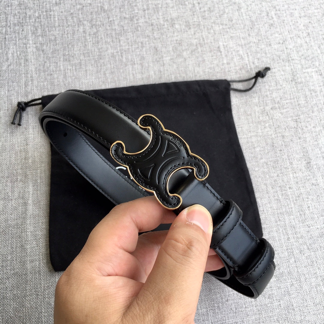 Medium Cuir Triomphe Belt 25mm Black Calfskin