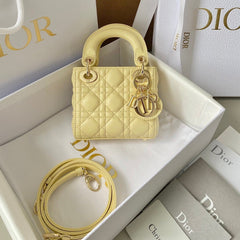 MICRO LADY 12 BAG IN LIGHT YELLOW LAMBSKIN