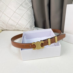 Medium Triomphe Belt 25mm Tan Calfskin Gold Loop Ghw