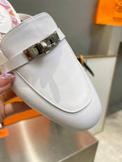 0Z MULE WHITE CALFSKIN WITH PATTERN
