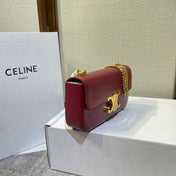 CHAIN EMBOSSED ARMPIT BAG 20 IN WINE RED CALFSKIN