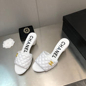 DIAMOND-QUILTED 6 CM SANDALS IN WHITE LAMBSKIN